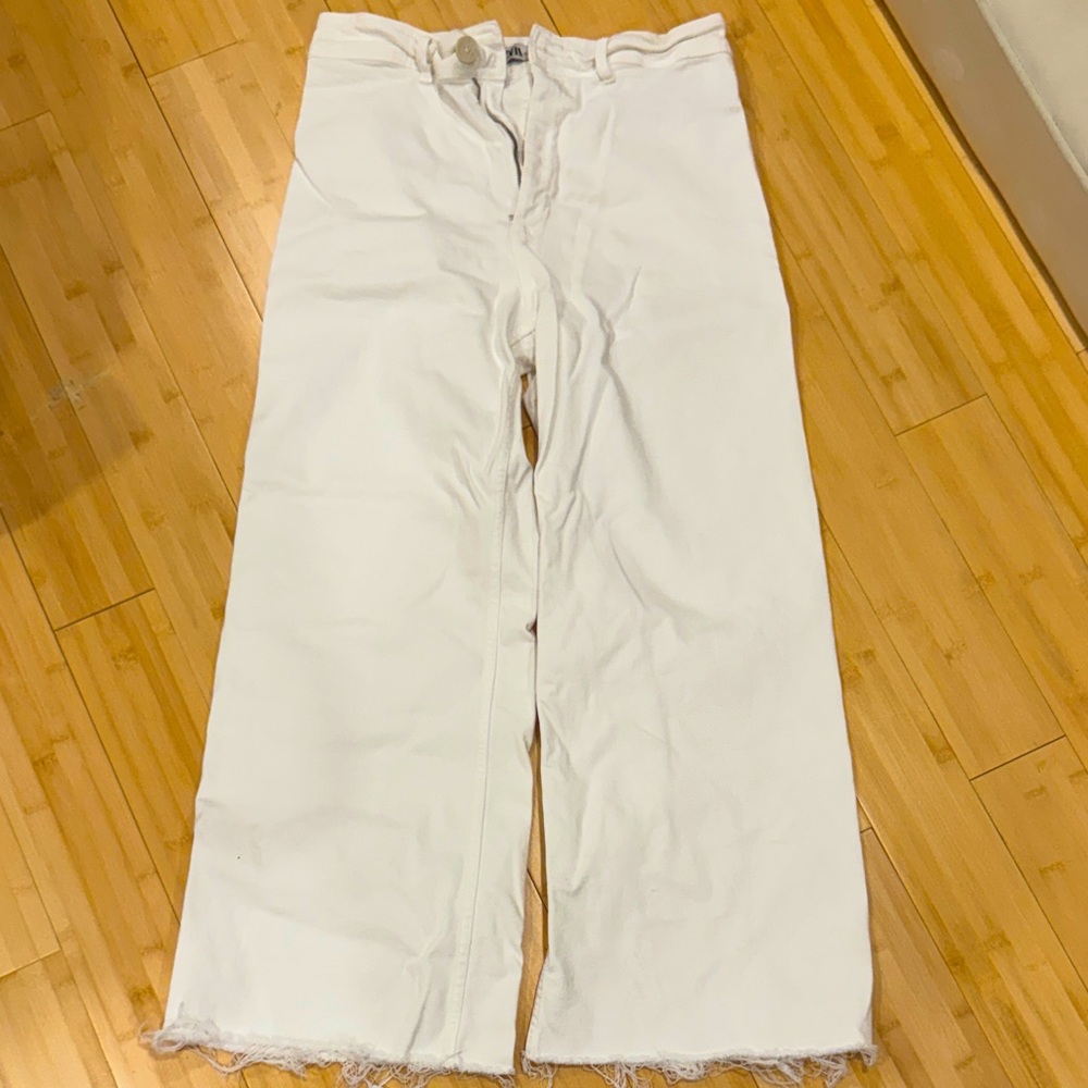 Zara Women's Cream Flare Jeans
